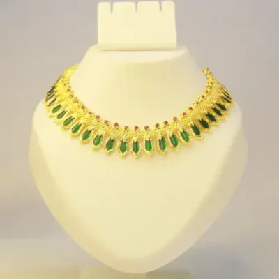 Nagapadam necklace and jhumka set – Green