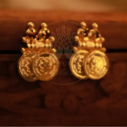 Classic Adukku Kasu Stud Earrings | Kerala Coin Design Jewelry