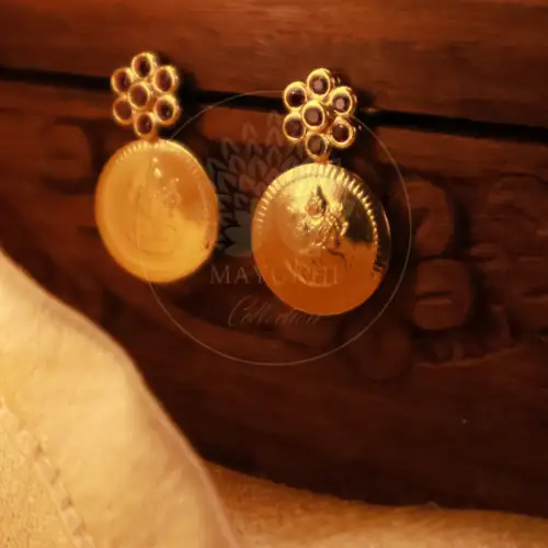 Divine Lakshmi Coin Stud Earrings | Auspicious Festive Jewelry