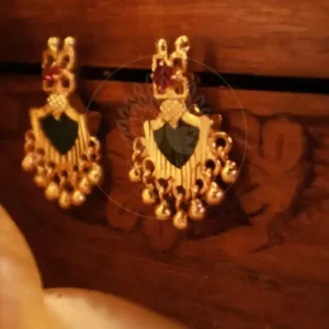 Radiant Palakka Dazzles Stud Earrings | Kerala Traditional Enamel Work