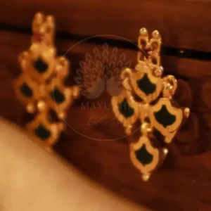 Classic Palakka Drops Stud Earrings | Kerala Heritage Jewelry