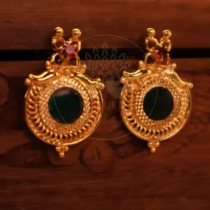 Classic Round Palakka Studs | Kerala Traditional Enamel Jewelry