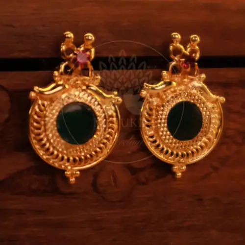 Classic Round Palakka Studs | Kerala Traditional Enamel Jewelry