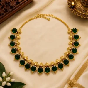 Ananda Necklace handcrafted temple jewellery design worn styling view