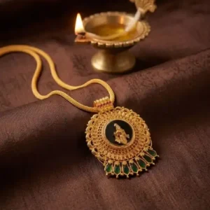 Krishnathulika Pendant Necklace – Lord Krishna Gold-Plated Kerala Temple Jewellery