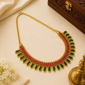 Nagapadam Stone Necklace - Kerala Traditional Temple Necklace with Serpent Hood Motif Close-Up