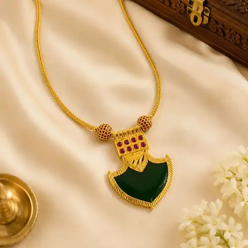 Premium Palakka Pendant Necklace | Authentic Kerala Traditional Gold Jewelry