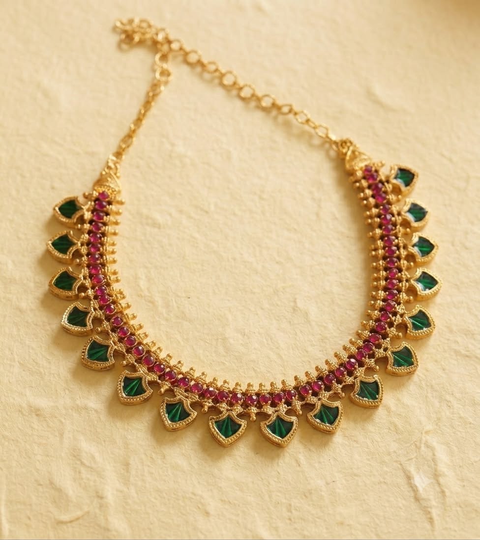 Palakka Ruby Necklace 1 — Kerala Traditional Jewellery | Mayukhi Collection