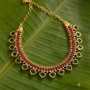 Palakka Ruby Necklace 2 — Kerala Traditional Jewellery | Mayukhi Collection