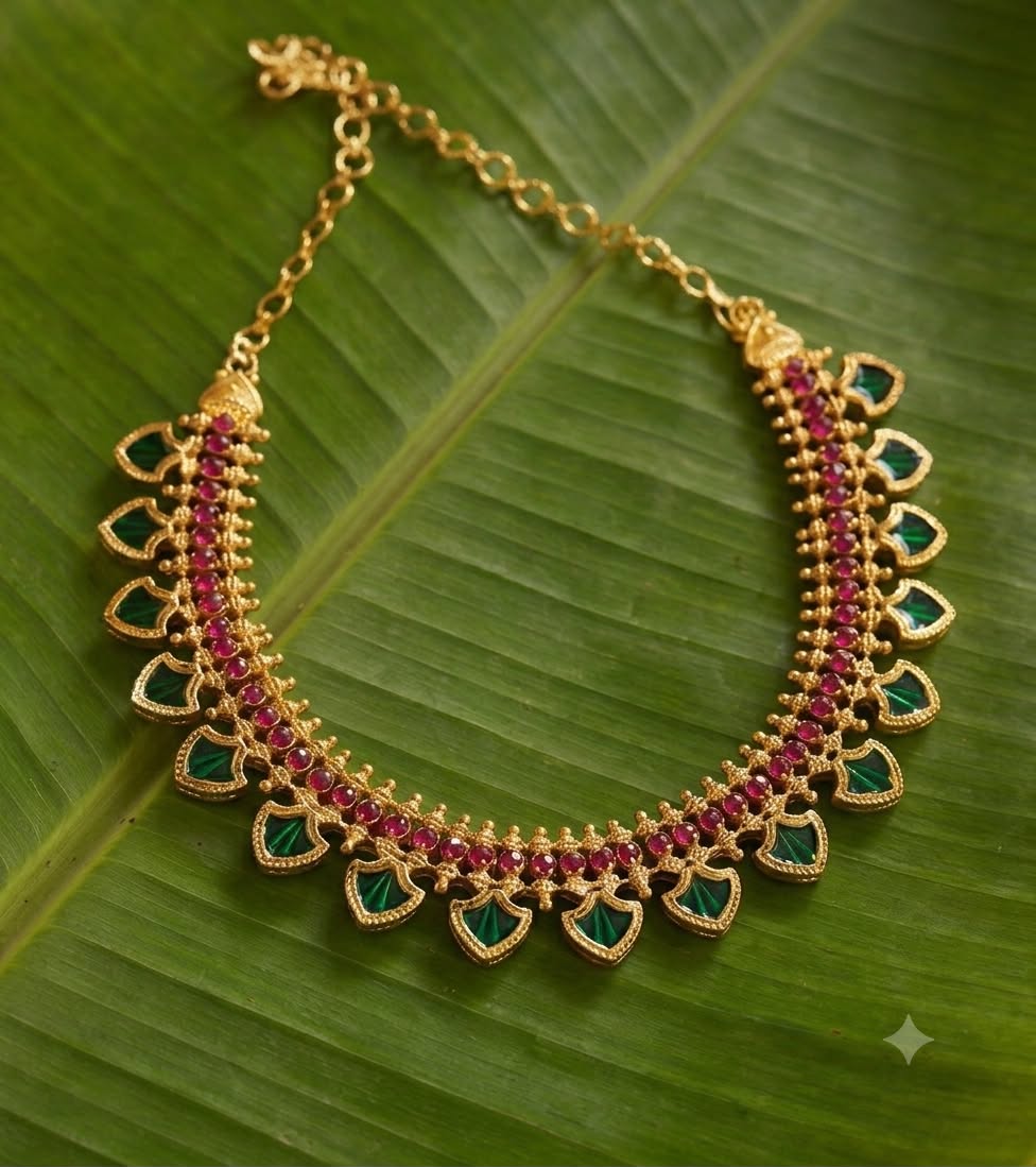 Palakka Ruby Necklace 2 — Kerala Traditional Jewellery | Mayukhi Collection