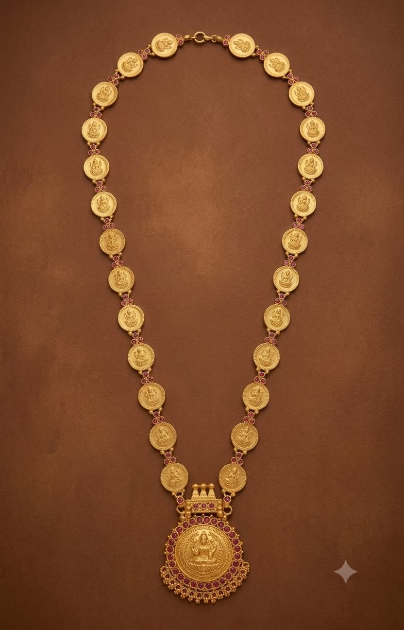 Premium Lekshmi Mala Long Haram | Royal Bridal Temple Jewellery
