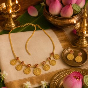 Seven Coin Lekshmi Necklace Set 1 — Kerala Traditional Jewellery | Mayukhi Collection