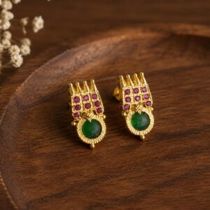 Round Palakka Stud — Kerala Traditional Jewellery | Mayukhi Collection