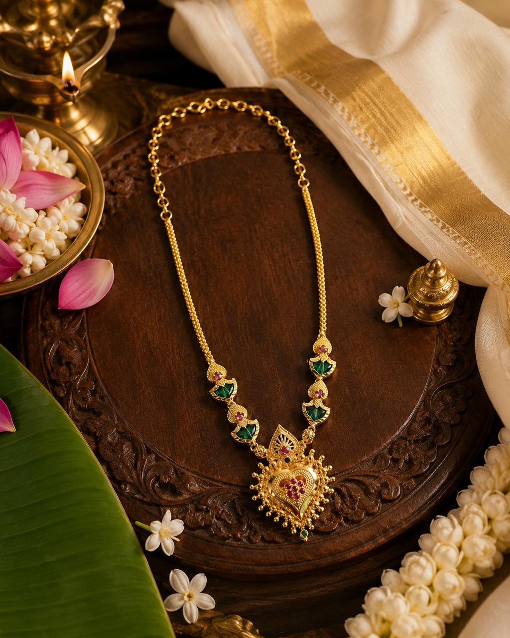Shanku Palakka Necklace | Traditional Kerala Temple Jewellery