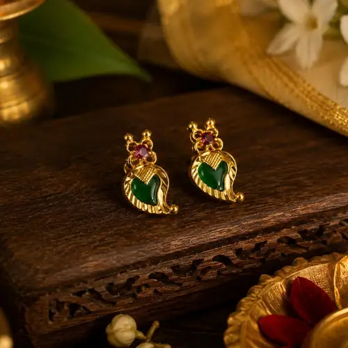 Simple Manga Stud – Kerala Traditional Gold-Plated Mango Earrings