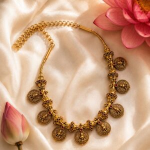 Vaidehi Premium Antique Necklace | Handcrafted Temple Jewellery