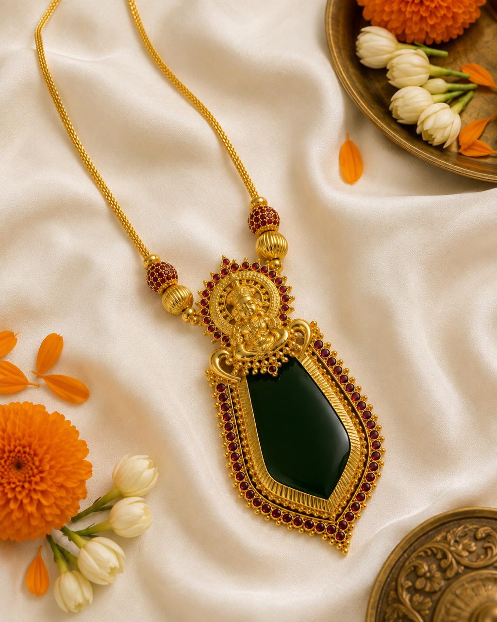 Kathakali Naga Pendant Necklace | Antique Gold Temple Jewellery