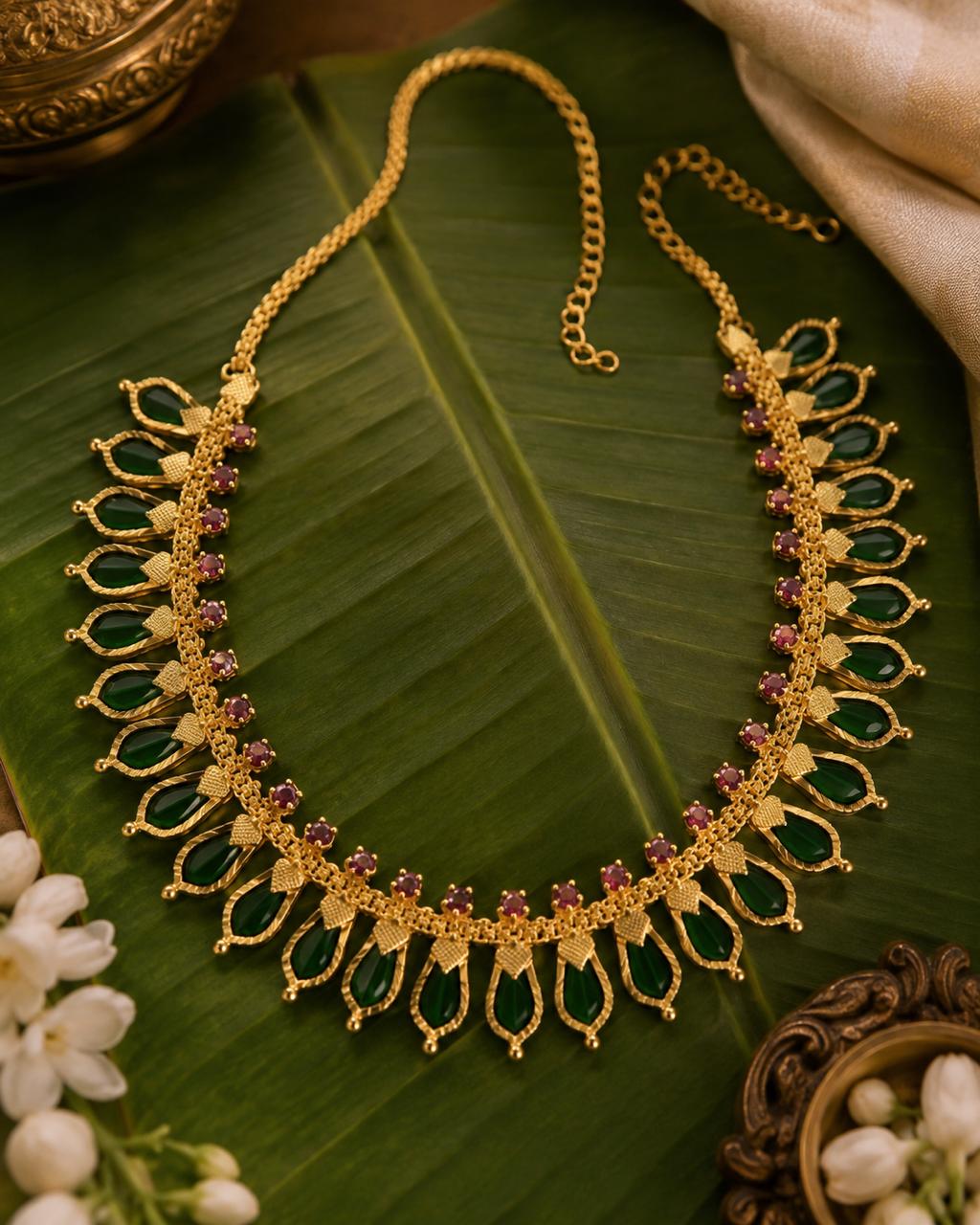 Nagapadam Necklace Gold Plated Detail View Kerala Jewellery