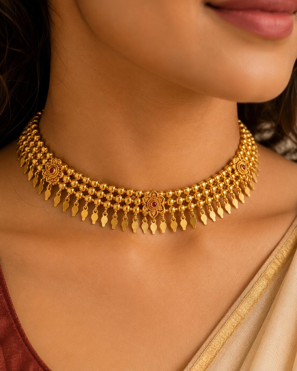Poothali Choker Necklace Traditional Kerala Jewellery