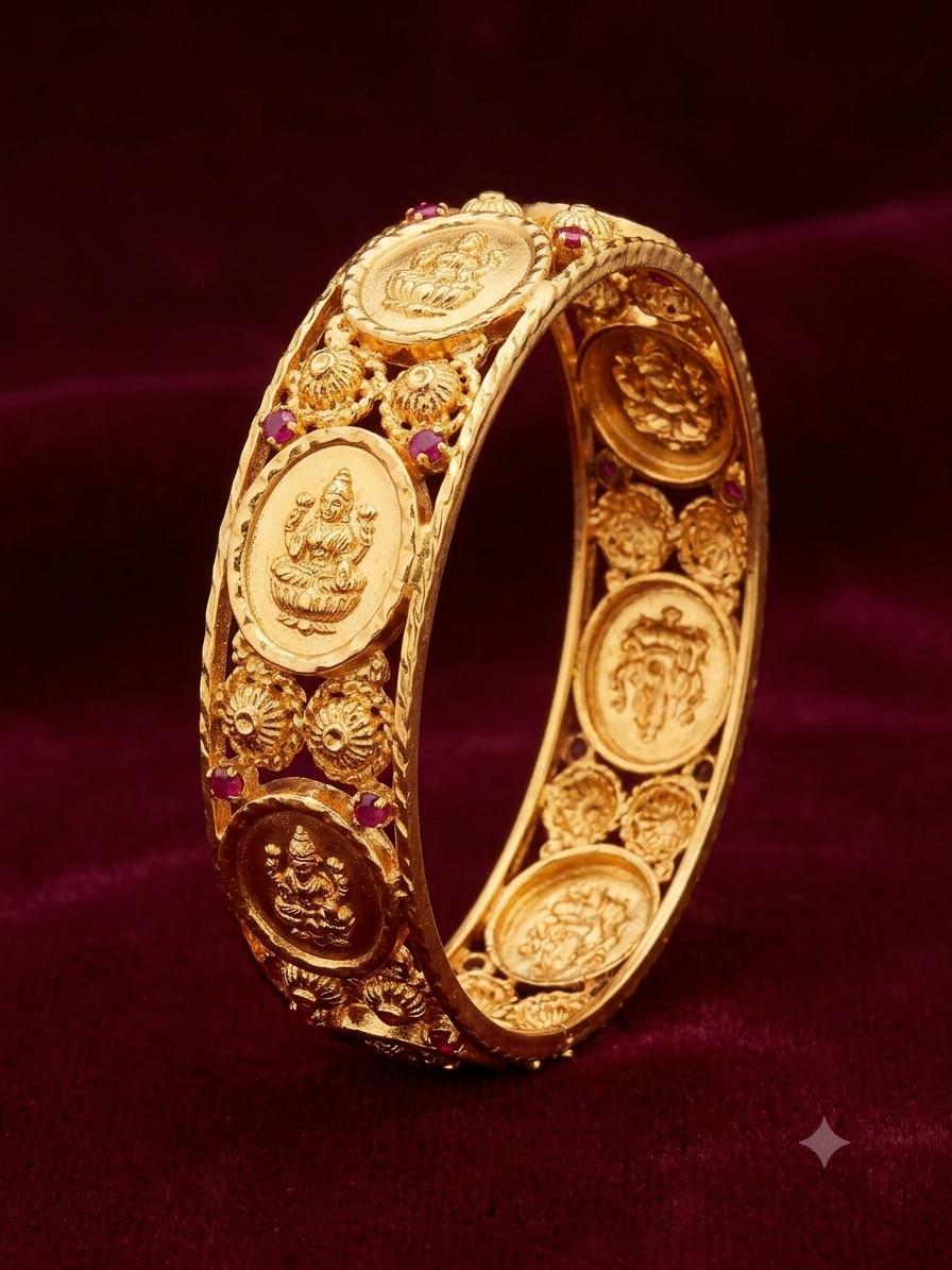 Ashtalakshmi Bangle (Pattern 1)– Eight Lakshmi Gold-Plated Kerala Temple Bangle