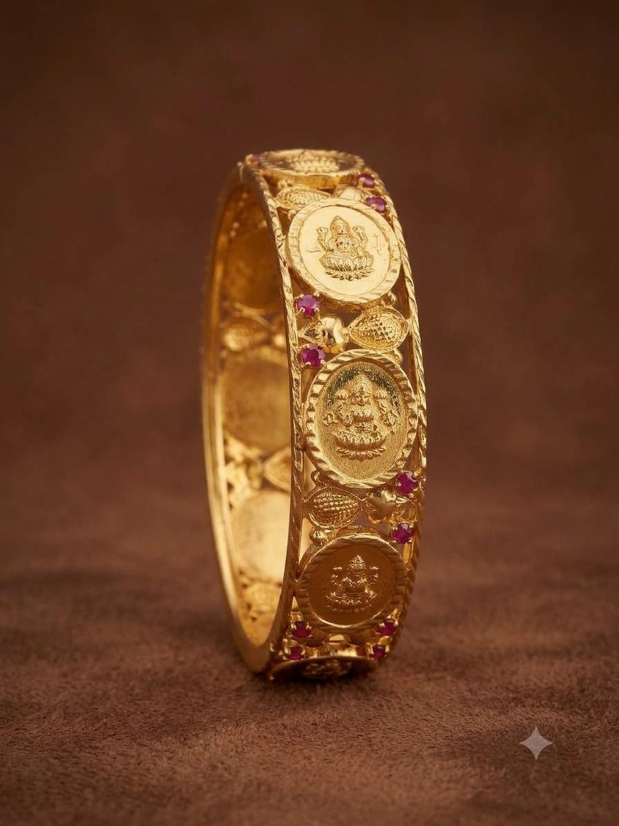 Ashtalakshmi Bangle (Pattern 3)– Eight Lakshmi Gold-Plated Kerala Temple Bangle