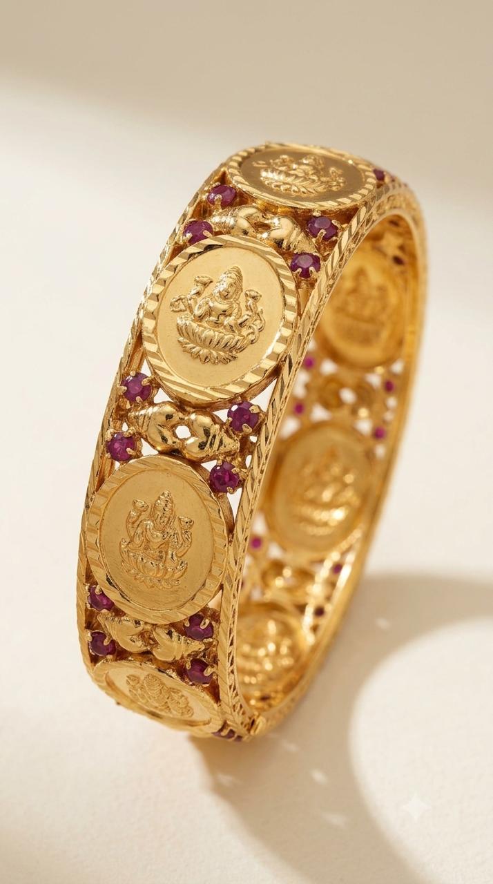 Ashtalakshmi Bangle (Pattern 4)– Eight Lakshmi Gold-Plated Kerala Temple Bangle