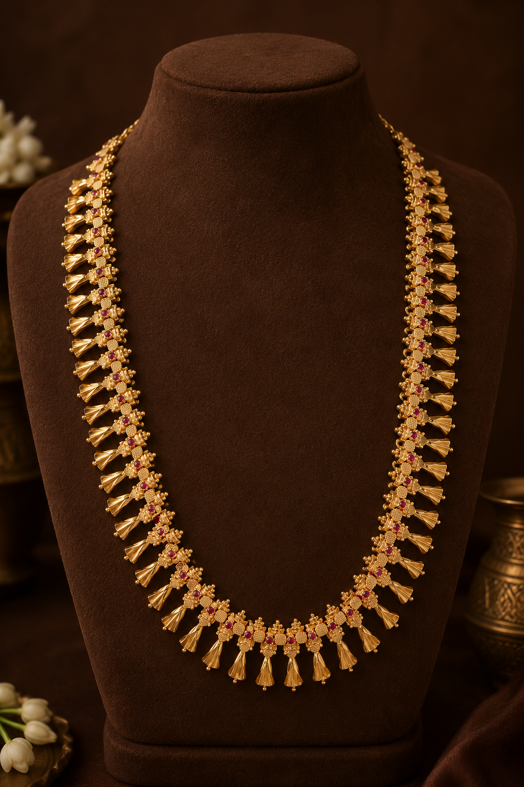 Shankupushpam Mala | Premium Kerala Gold-Plated Long Haram